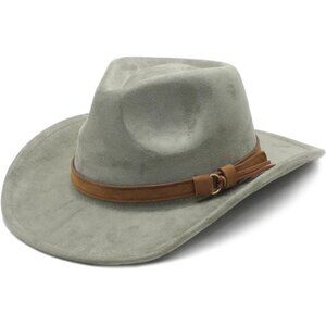 Suede Cowboy Cowgirl Hat Classic Green Grey